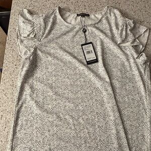 Adrianna Papell Gray Ruffled Blouse